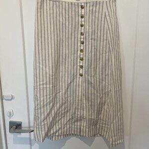 Madewell Pinstripe Linen Midi Skirt